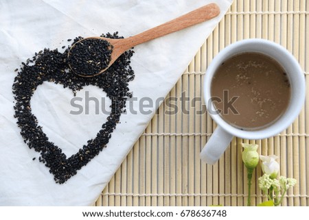 Black sesames mixed with hot soy drinking, healthy anti oxidation concept