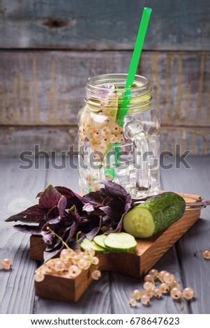 Refreshing drink with cucumber, white currant for health life