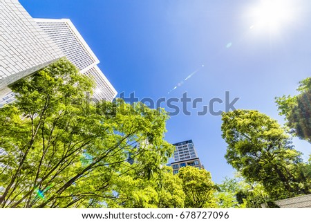Fresh green and building