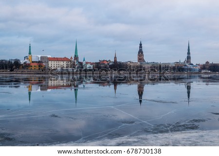 Riga Cityscape Mirror in Water