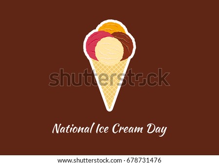 National Ice Cream Day. Ice cream cone illustration. Important day