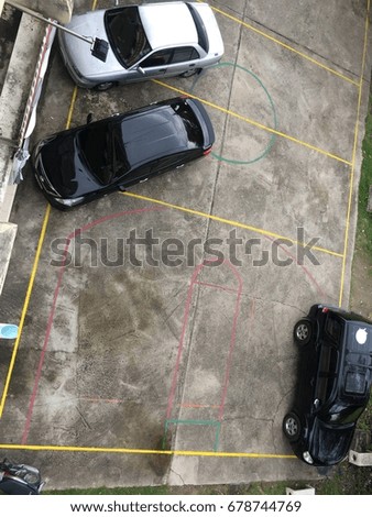 Parking lot, basketball court