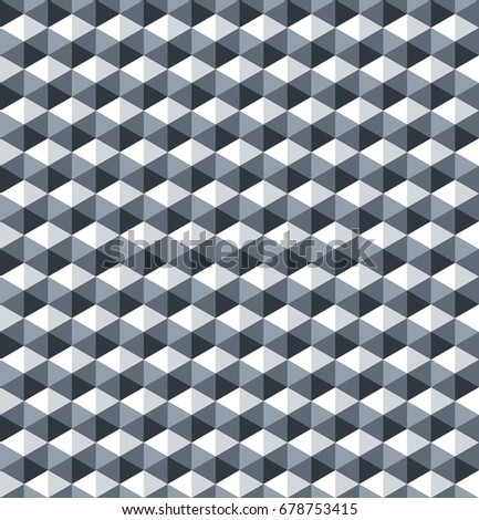 Seamless 3d pattern. Geometric triangles and hexagons texture. 