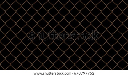Old rusty and weathered mesh, isolated against the black background.