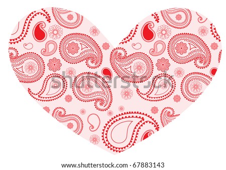 Vector illustration of pink paisley heart