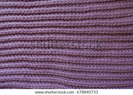 Handmade mauve rib knit fabric with horizontal wales
