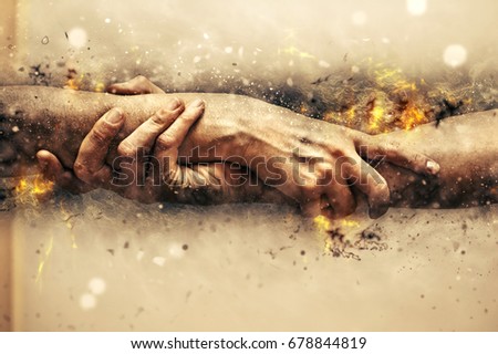 Helping hand to a friend Royalty-Free Stock Photo #678844819