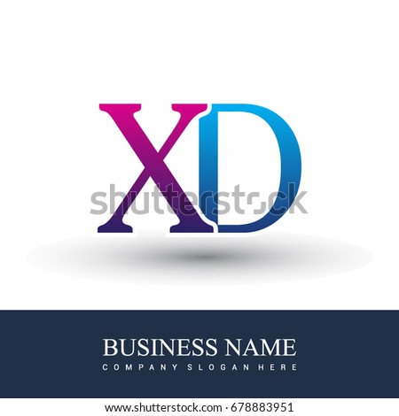 initial letter logo XD colored red and blue, Vector logo design for your business or company identity.