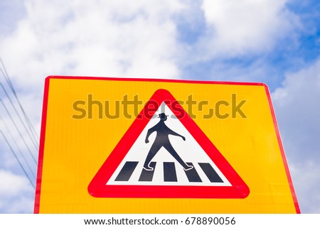 Traffic sign pedestrian crossing