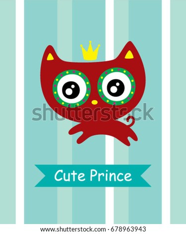cute prince kitten vector