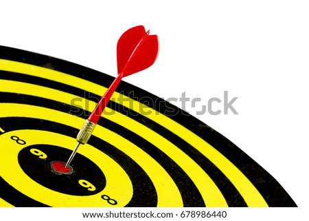 darts arrow in target board isolated on white background