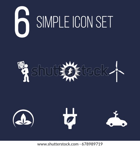 Set Of 6 Ecology Icons Set.Collection Of Friendly, Fan, Volunteer And Other Elements.