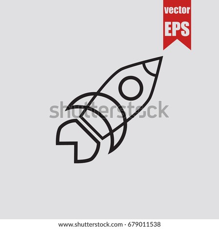 Rocket icon in trendy isolated on grey background.Vector illustration.