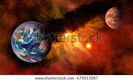 Outer space planet Earth Mars sun astrology milky way solar system galaxy universe. Elements of this image furnished by NASA.