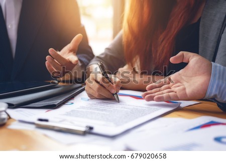 Business woman signing a contract document on office.teamwork successful Meeting Workplace strategy Concept