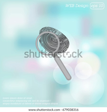 Color vector image. Fingerprint and magnifier