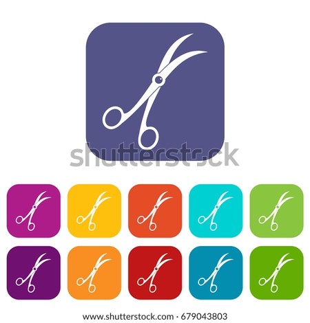 Surgical scissors icons set vector illustration in flat style In colors red, blue, green and other