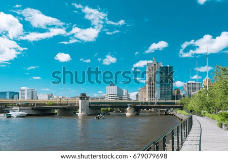 View of a river and buildings in Milwaukee