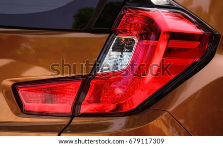 Car back brake light, red and white sign light, auto services and repair 