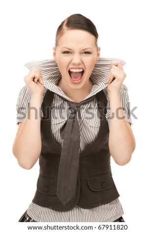 bright picture of screaming teenage girl over white