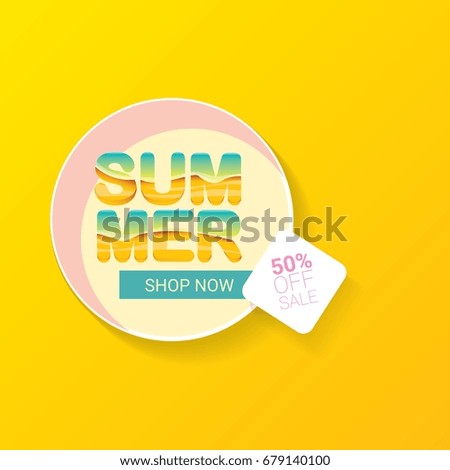 vector special offer summer  label design template . Summer sale banner or badge with beautiful sun and calligraphic text on orange background