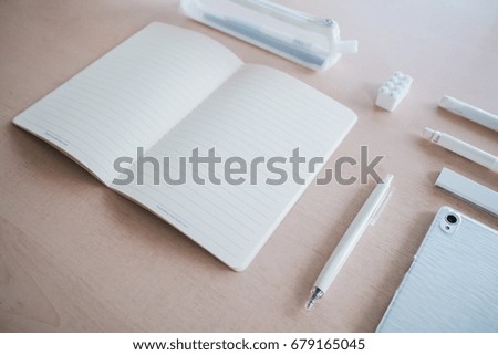 Office desktop ready for work . white stationery on a light wooden surface.