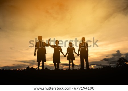 Silhouette family friendship happy, Concept family.
