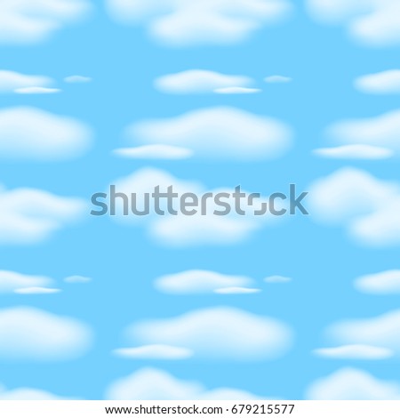 Seamless background with clouds in blue sky illustration