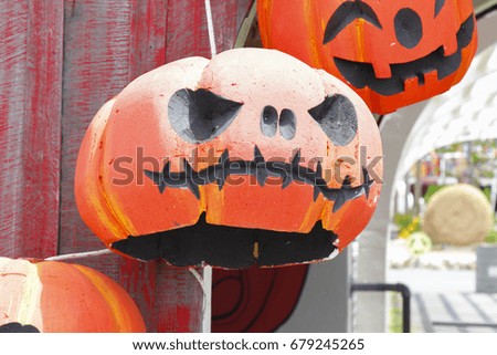 scary face of Halloween pumpkin jack o' lantern