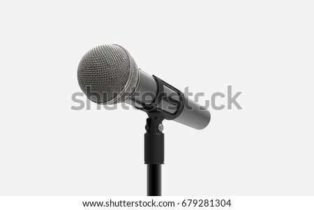 Microphone on background. Classic microphone. 3D rendering.