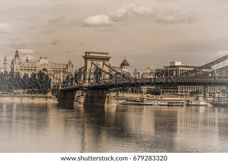 Budapest. Szechenyi Lanchid bridge Royalty-Free Stock Photo #679283320