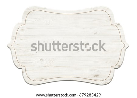 Wooden label isolated over white background 