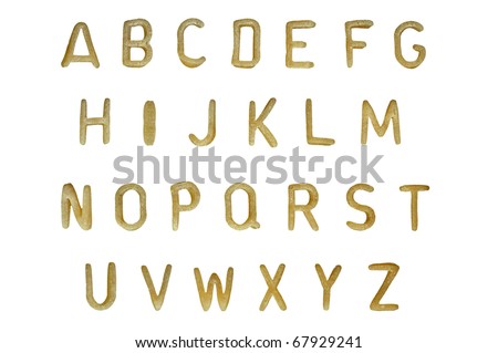 Alphabet soup pasta font. Typographic characters made from kids food. Royalty-Free Stock Photo #67929241