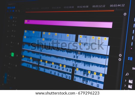 Video editing time line on computer screen