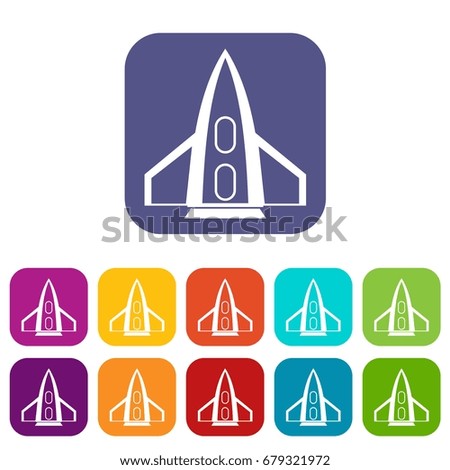 Rocket icons set vector illustration in flat style In colors red, blue, green and other