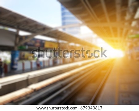 The Abstract blurry picture of railway track of Sky train, Bangkok, Thailand