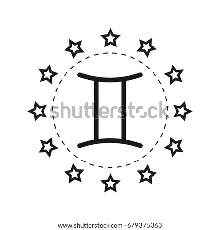 Gemini. Sign of the zodiac. Flat symbol horoscope and predictions. Vector object