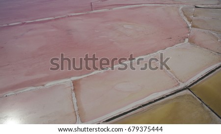 Beautiful salty pink lake view from above