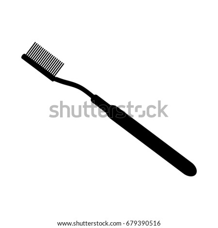 Toothbrush black color on white background. Vector illustration.