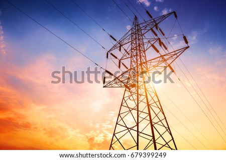 High voltage post or High voltage tower Royalty-Free Stock Photo #679399249