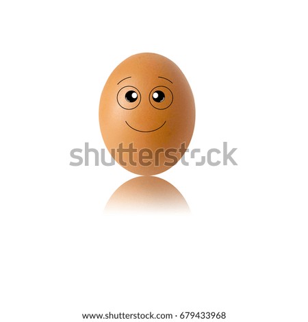 concept egg face on white background ,happy