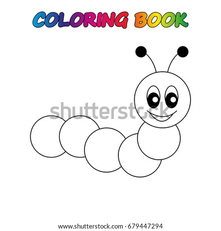  caterpillar - coloring book.  Coloring  page to educate preschool kids .  Game for preschool kids.  Vector cartoon  illustration, worksheet