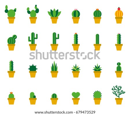 Cactus Colored Flat Icons