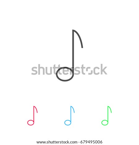 Music note icon flat. Color pictogram on white background. Vector illustration symbol and bonus icons