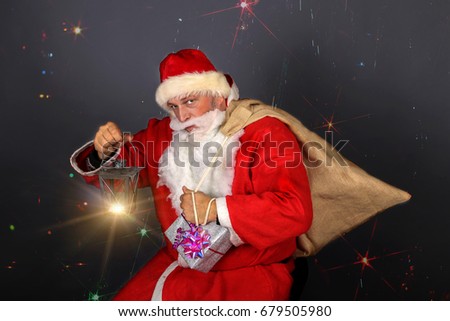 Funny Santa Claus have a fun 