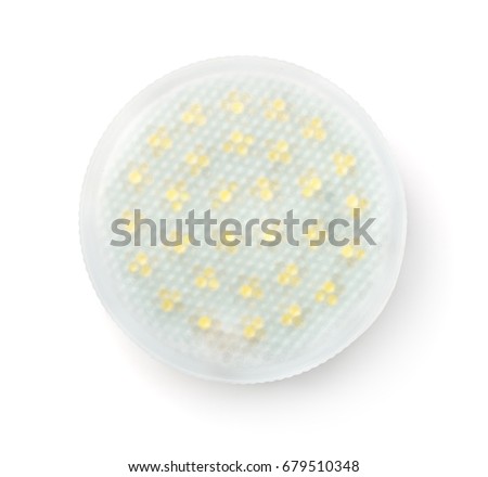 Top view of LED lamp isolated on white
