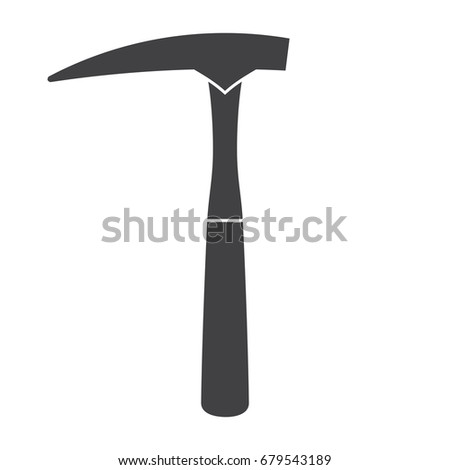 Geology rock hammer, vector silhouette on white background