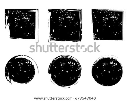 Circles and square grunge shapes, vector element