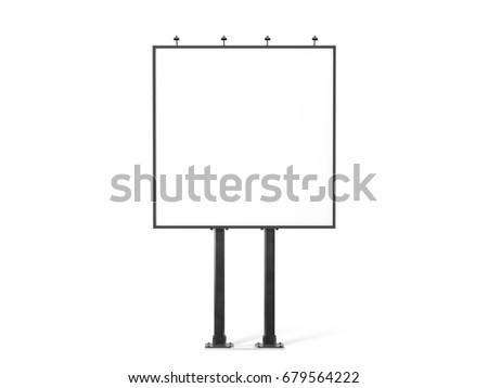 Blank white banner mockup on black city square billboard, 3d rendering. Empty bill board mock up isolated. Clear canvas template on sity street sign. Outdoor poster screen. Big cityboard signage stand