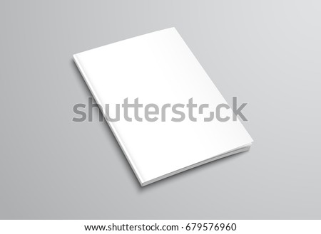 Template of white blank brochure on gray background. Mockup flyer, booklet for the presentation of the cover of the report. Vector illustration Royalty-Free Stock Photo #679576960